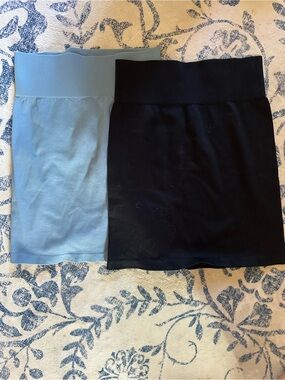 Amazon Ribbed Mini Skirts in Black and Light Blue